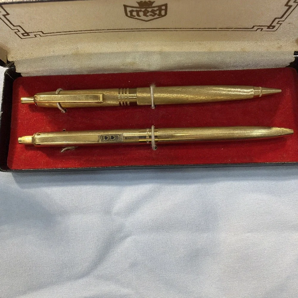 Paper Mate Pen Double‎ Heart • Gold Tone • Gold Tone Pencil With Eraser